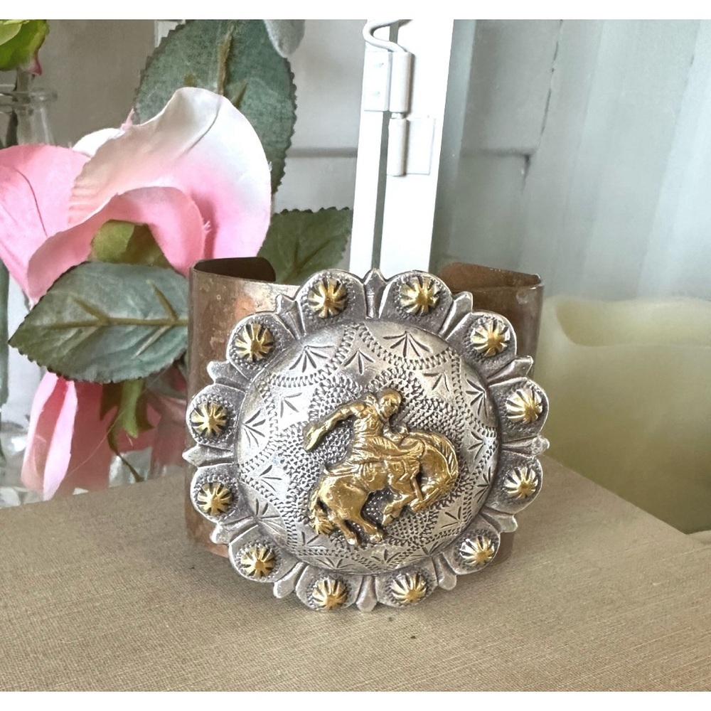 Western concho metal cuff bracelet